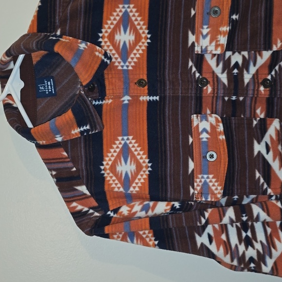 George Orange and Brown Plaid Aztec Western Shirt LOT O - Picture 3 of 6